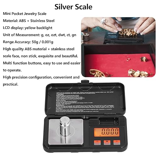 Miniatura 2 de Báscula de joyería, báscula digital, báscula de alimentos, báscula de bolsillo digital portátil de 1.76 oz por 0.00 oz para pesar joyas
