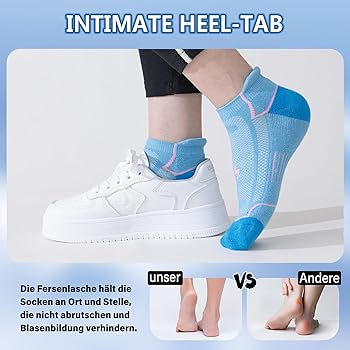 Calzini Da Corsa Donna Anti-Vesciche - 3 Paia Sportive Alla Caviglia, Imbottiti E Traspiranti, Taglia UK 4-7 - Foto 4
