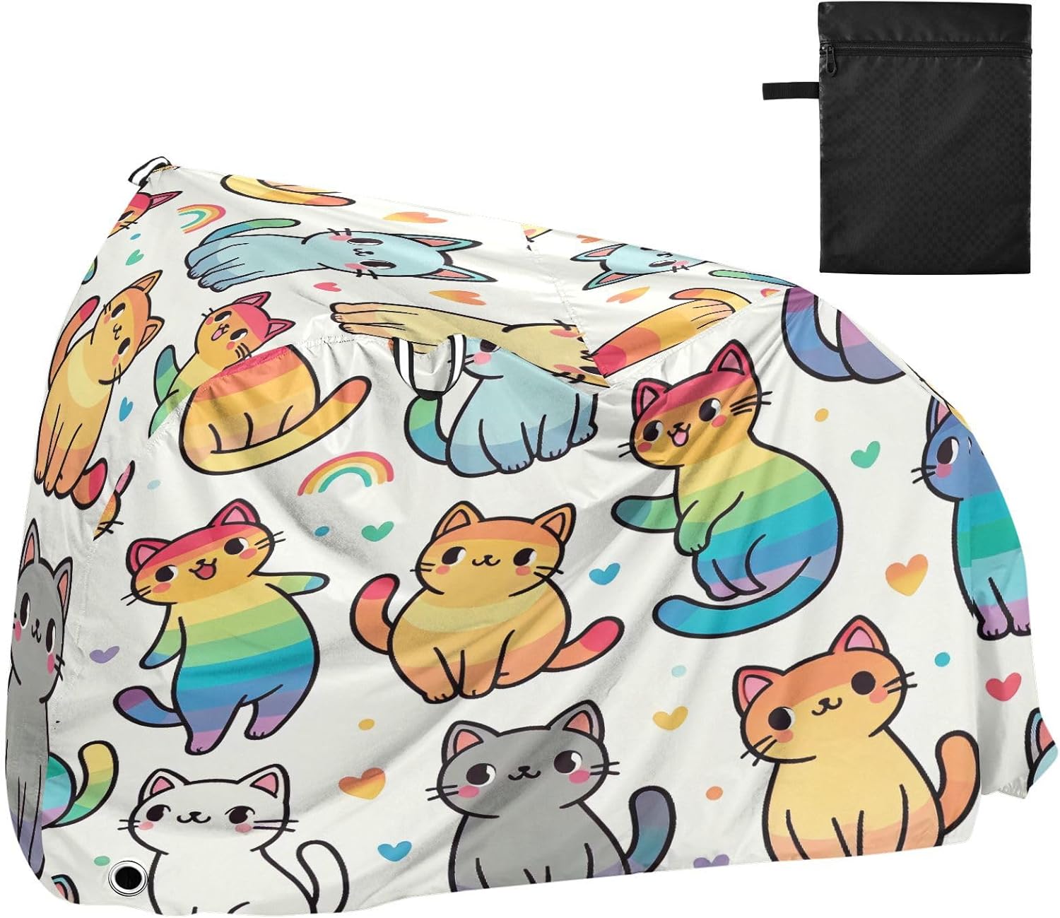 Cute Cat Bike Cover Waterproof Outdoor Storage, Bicycle Cover Rain Sun UV Wind Proof for Mountain Bike,Road Bike,Electric Bike