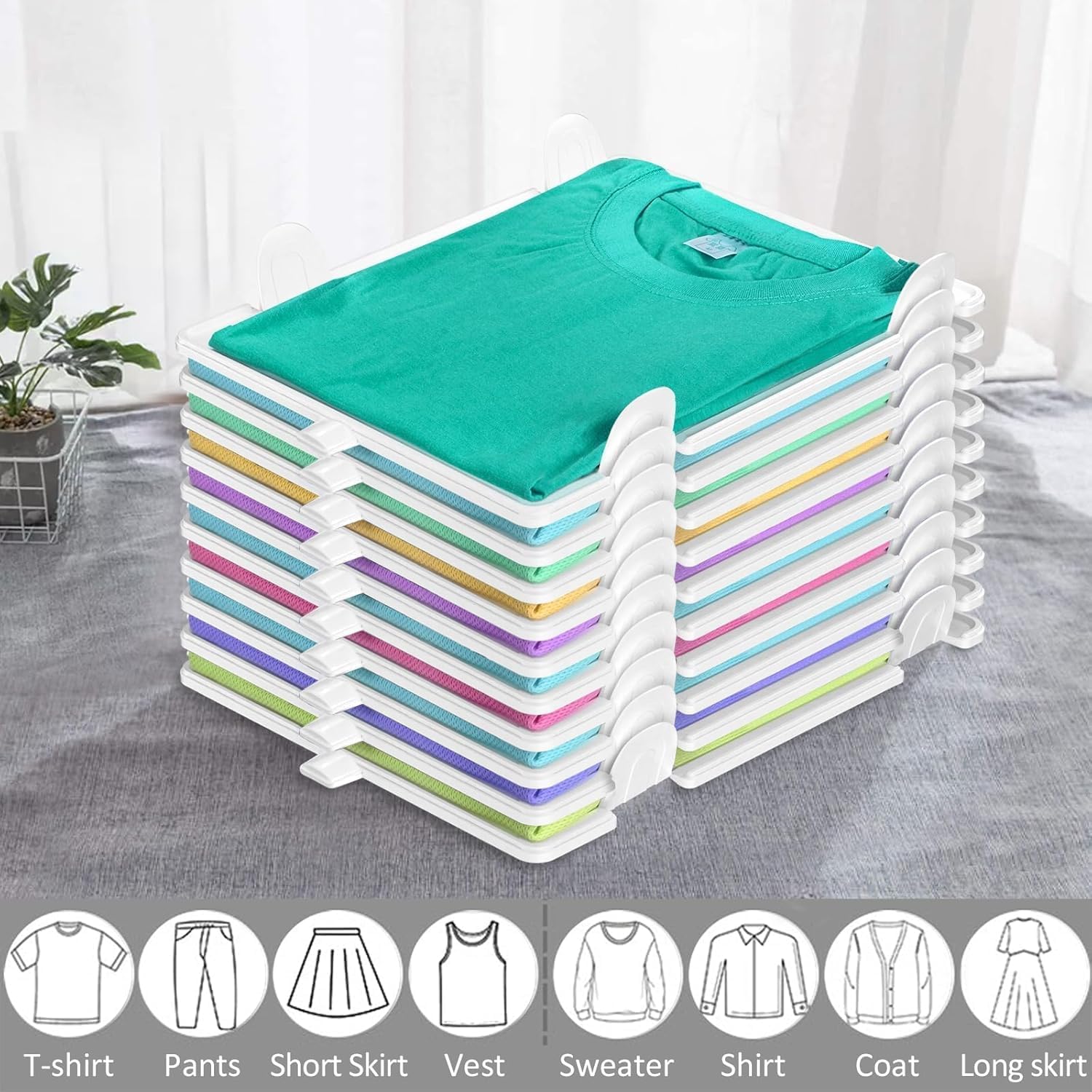 Organizador de Armario para Camisetas, Organizador de almacenamiento para armario, Ropero Apilable para Adultos y Niños, Set de 20 – Perfecto para un Armario Ordenado y Ahorro de Espacio