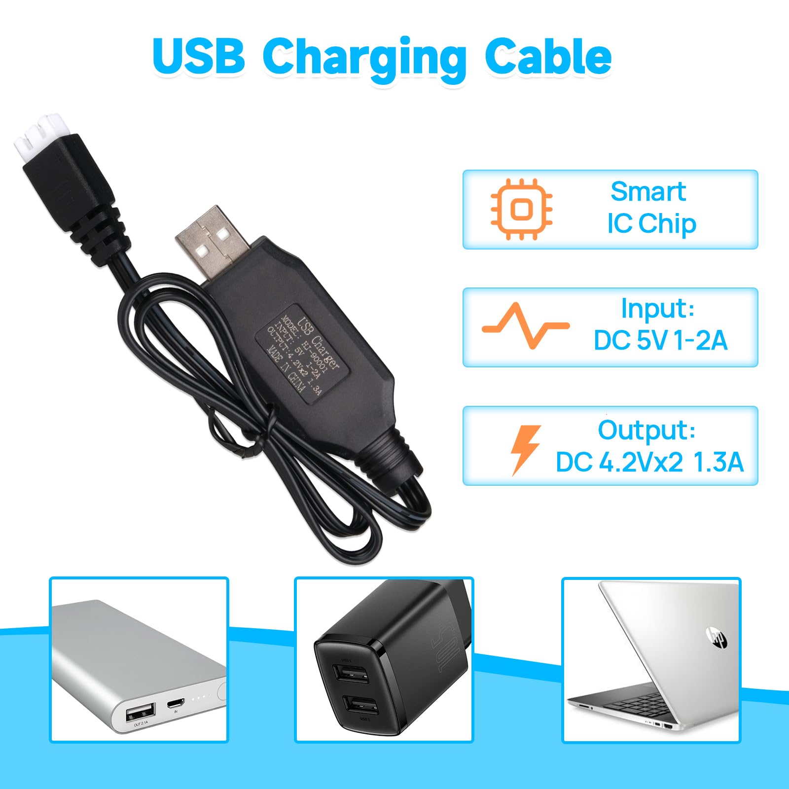 Zestaw akumulatorów 2 szt. 7,4 V 2000 mAh ze złączem T Dean i ładowarką USB, akumulator litowy 2S do samochodów WLtoys 4WD High-Speed RC oraz samochodów RC i ciężarówek