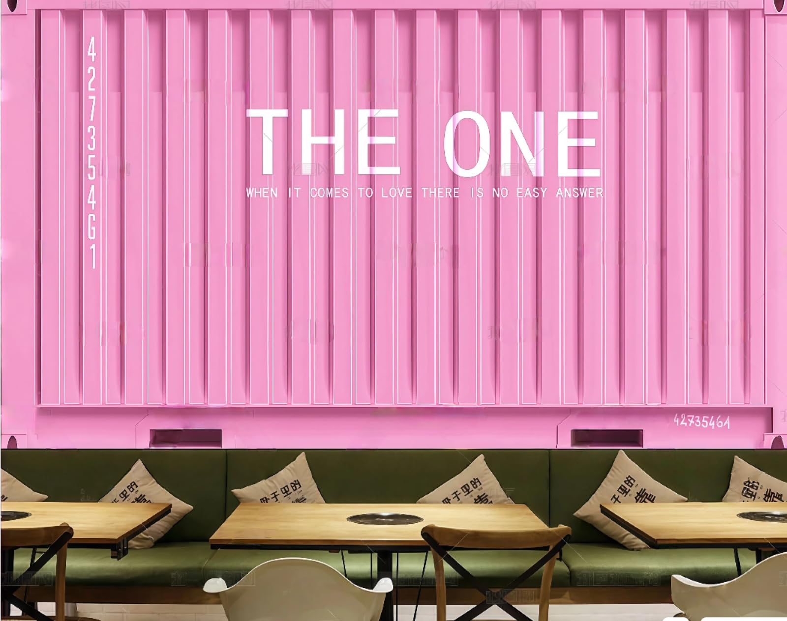 Xdoubao 3D Wallpaper Retro Nostalgic Pink Container Iron Sheet Personalized Bar Dessert Coffee Shop Background Mural Western Restaurant Wallpaper,,430X300cm