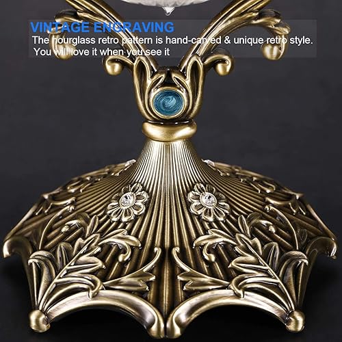 Miniatura 3 de SuLiao Temporizador de arena de reloj de arena de 30 minutos reloj de arena negro de latón antiguo, reloj de arena grande giratorio de 30 minutos,