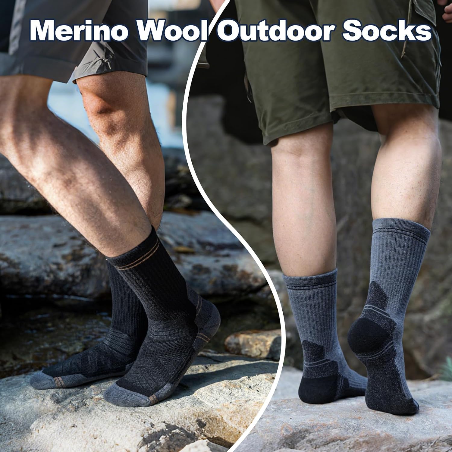 BONANGEL Thin Merino Wool Socks for Men, 3 Pairs Lightweight Hiking Socks image 4