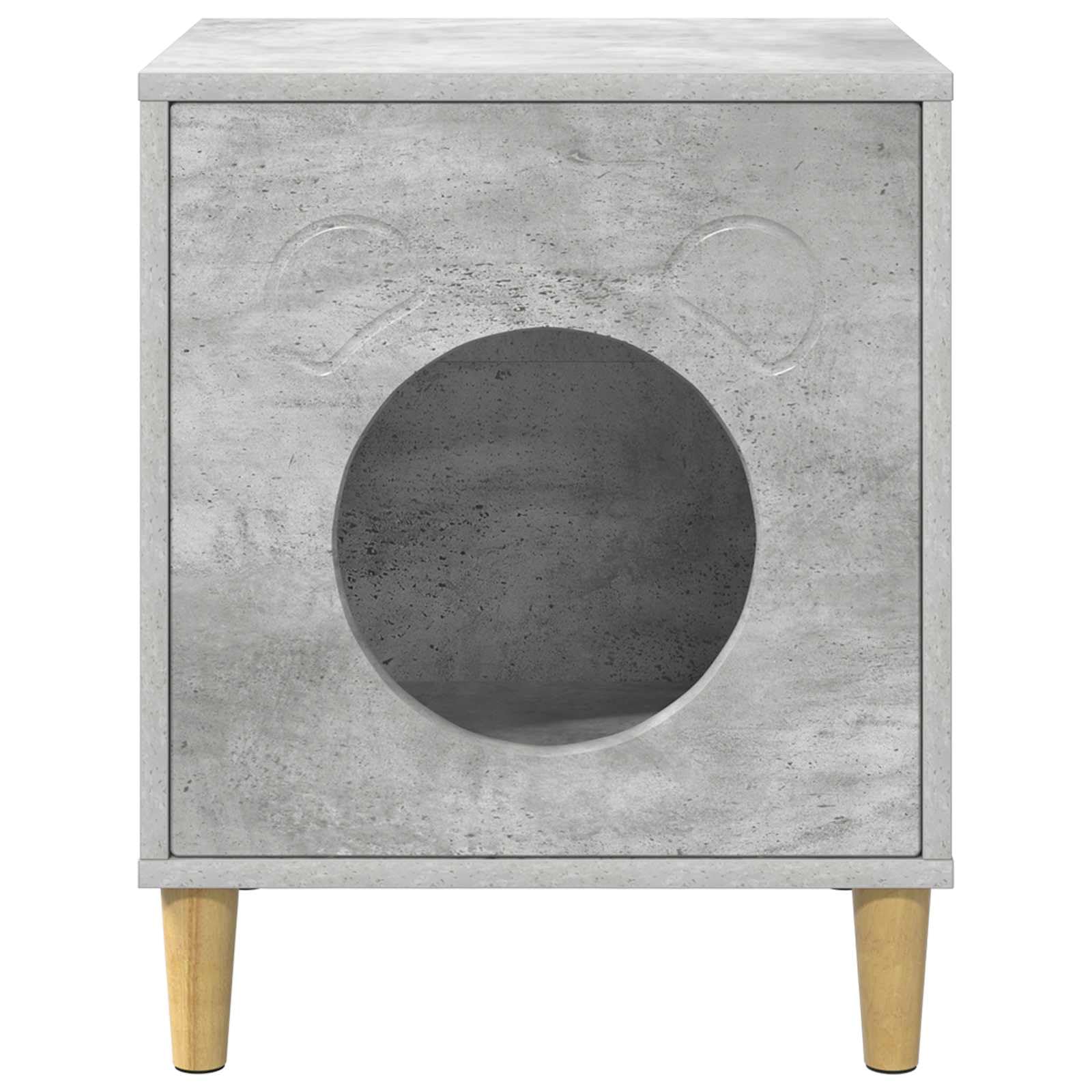 Casa para gatos de hormigón, material de madera, 42,5 x 40 x 53 cm, cueva para gatos con árbol rascador, escalada, juego, construcción estable para salón, balcón, ventana, fácil de limpiar y