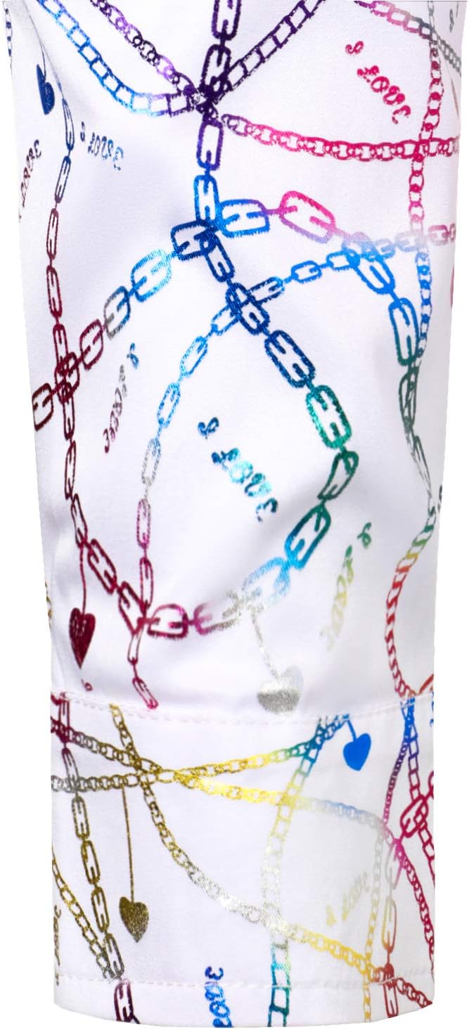 ZEROYAA Men's Luxury Baroque Shiny Design Slim Fit Long Sleeve Button up Dress Shirts - Image 5