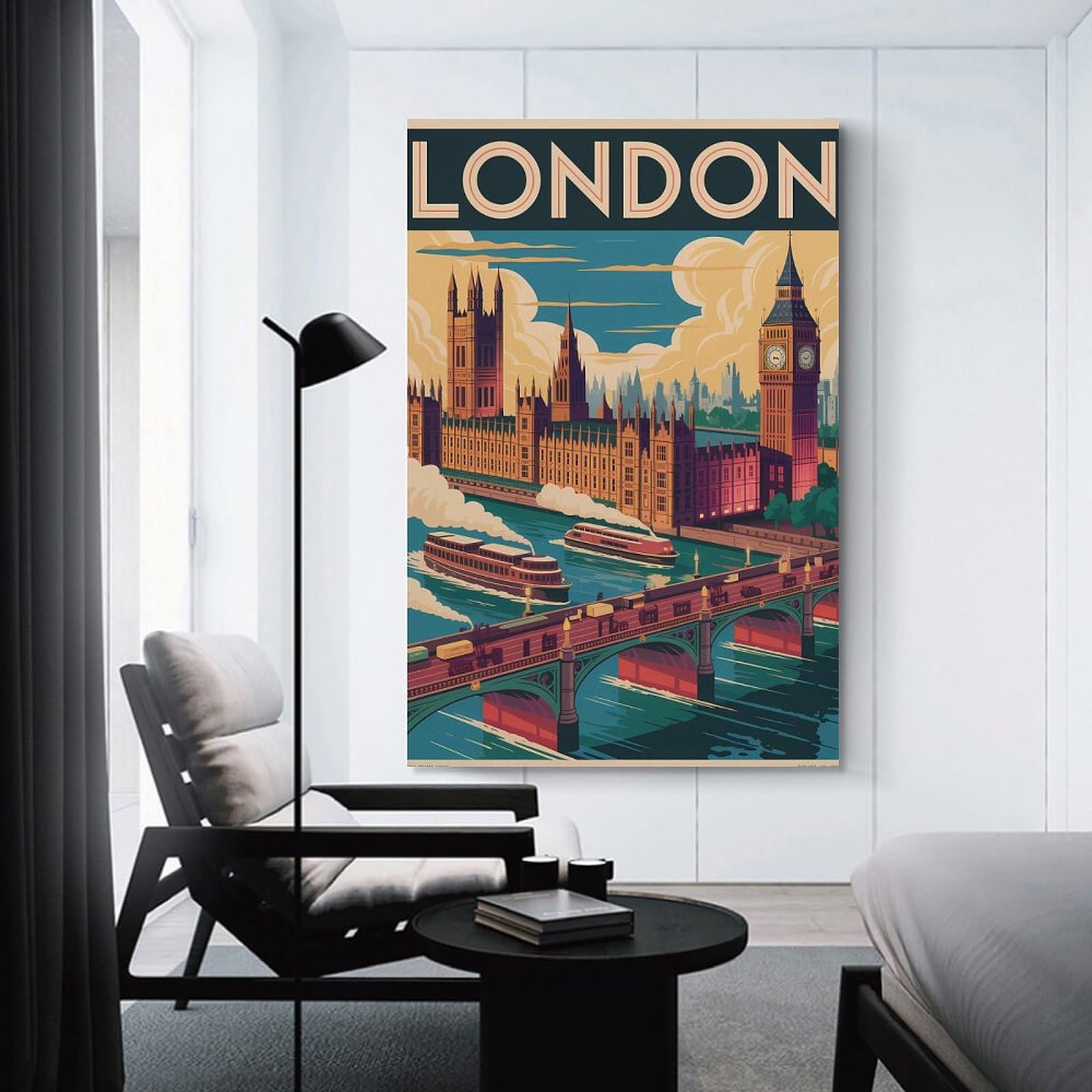 Junmoney London Travel Canvas Wall Decor 24x36inch(60x90cm), for Entrance Walls, Hall Decor Or Foyers, Wall Decor to Refresh Empty Corners