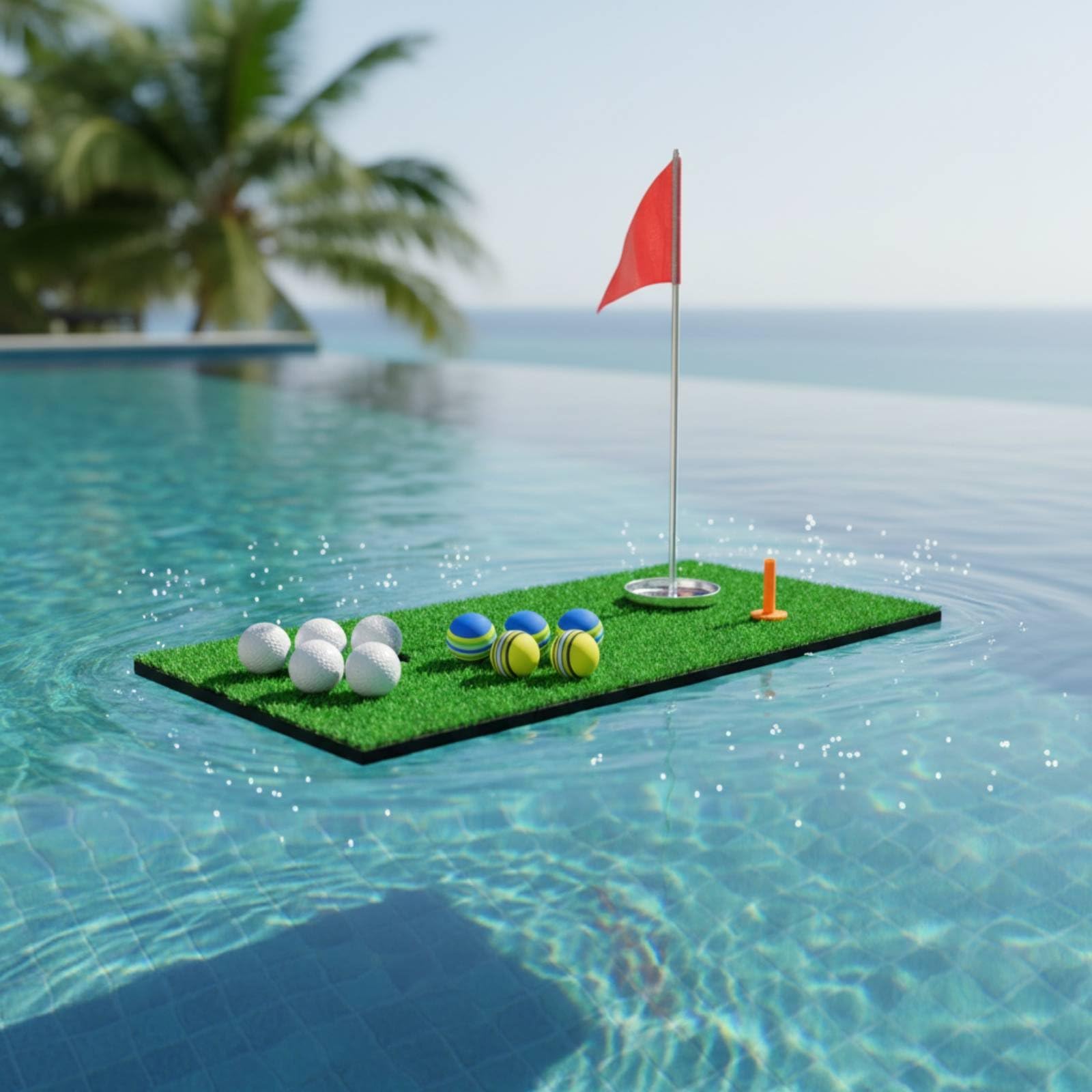 Tappeto da Putting Golf Mini Galleggiante Portatile Green Galleggiante Salvaspazio Attrezzatura Sportiva per Piscina