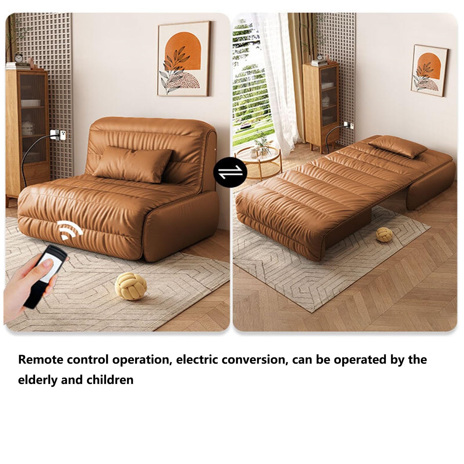 Poltrona Letto Divano Letto for Adulti Singolo, Divano Pieghevole Convertibile for Soggiorno Camera da Letto Sedia con Robusta Struttura in Metallo e Funzioni di Controllo Remoto ( Color : Green-A )
