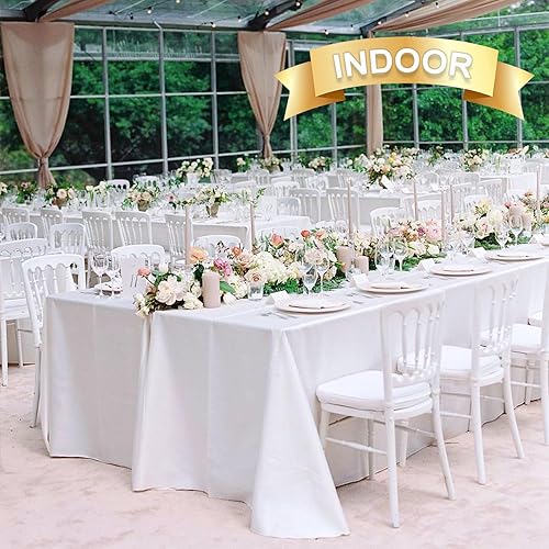 Miniatura 4 de sancua Paquete de 8 manteles rectangulares de poliéster de 90 x 132 pulgadas, resistentes a las manchas y a las arrugas, lavables, para comedor,