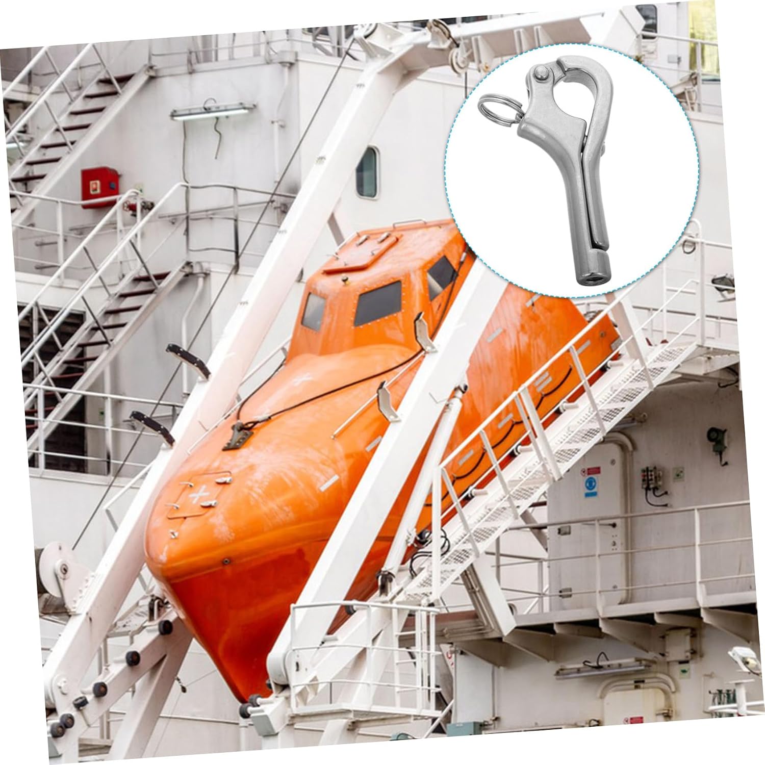 Stainless Steel Quick Release Hook Self-Locking Climbing Buckle for Sailing Fishing and Diving Compact and Openable Lifeboat Hook