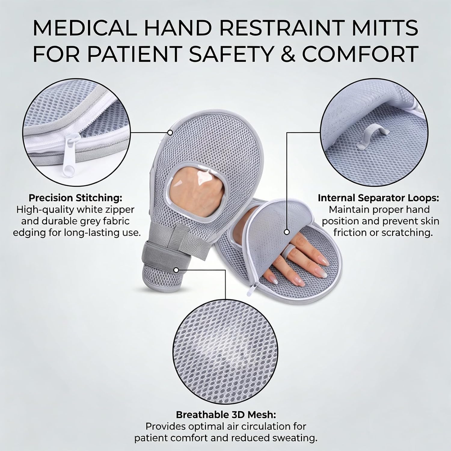 Anti Scratch Gloves with Clear Window, Breathable Mesh Hand Protector Mittens for Elderly Dementia Kids Autism