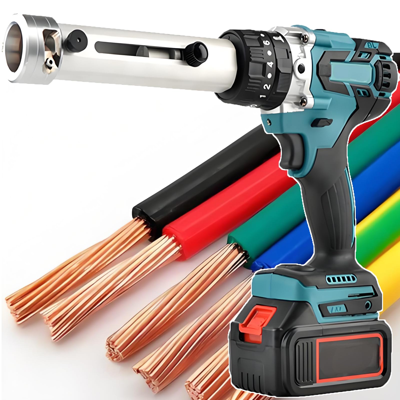 Ershangmao Light Cordless Electric Cable Wire Stripping Machine - Automatic Wire Stripper Machine With 2* Batteries, Led Ing | For 50-300 Mm2 Copper Wire
