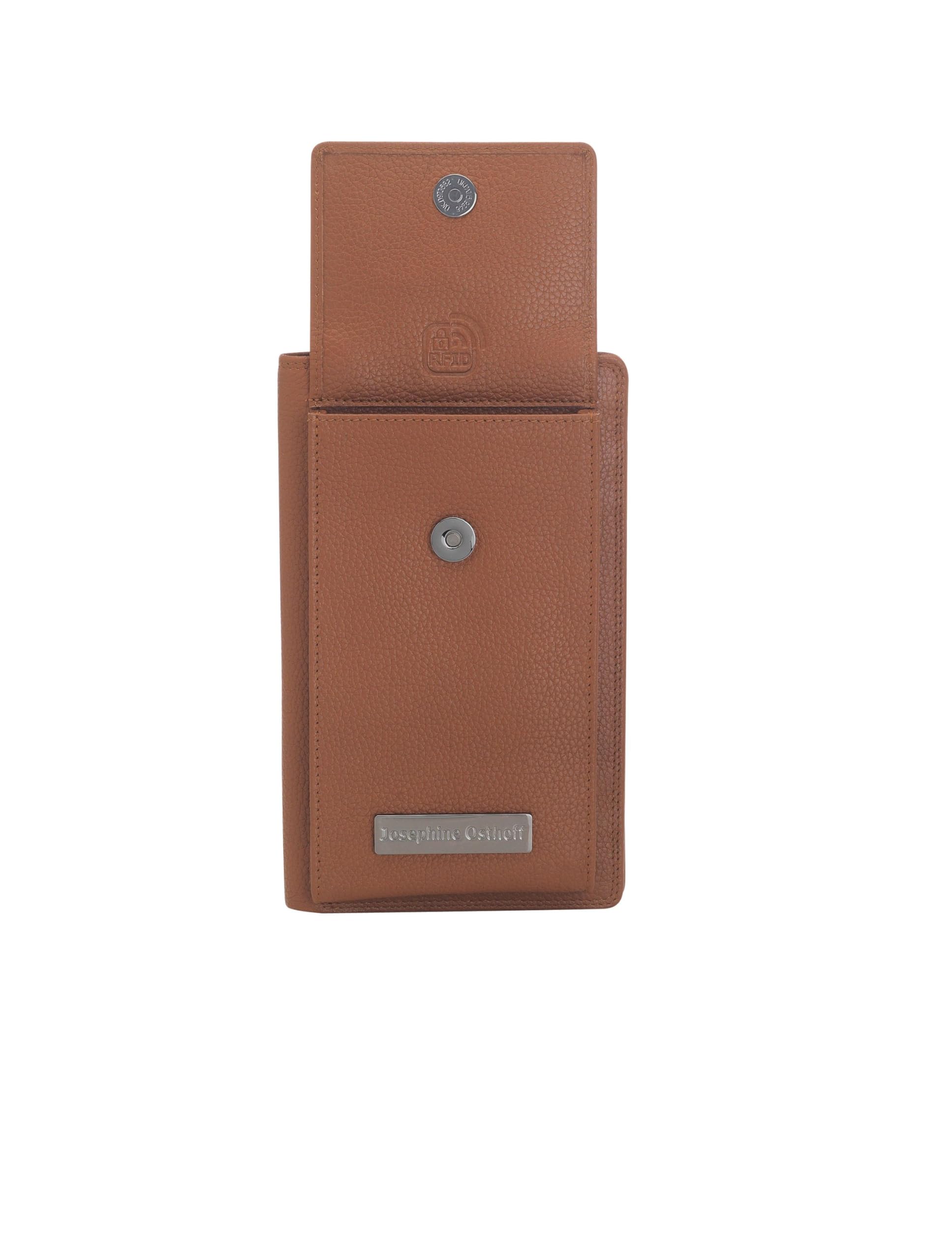 Torba na ramię na telefon komórkowy z portmonetką, ręcznie wykonana w 100% z prawdziwej skóry, kopertówka dla kobiet, ochrona RFID, pasek na ramię, 12 przegródek na karty, Caramel,