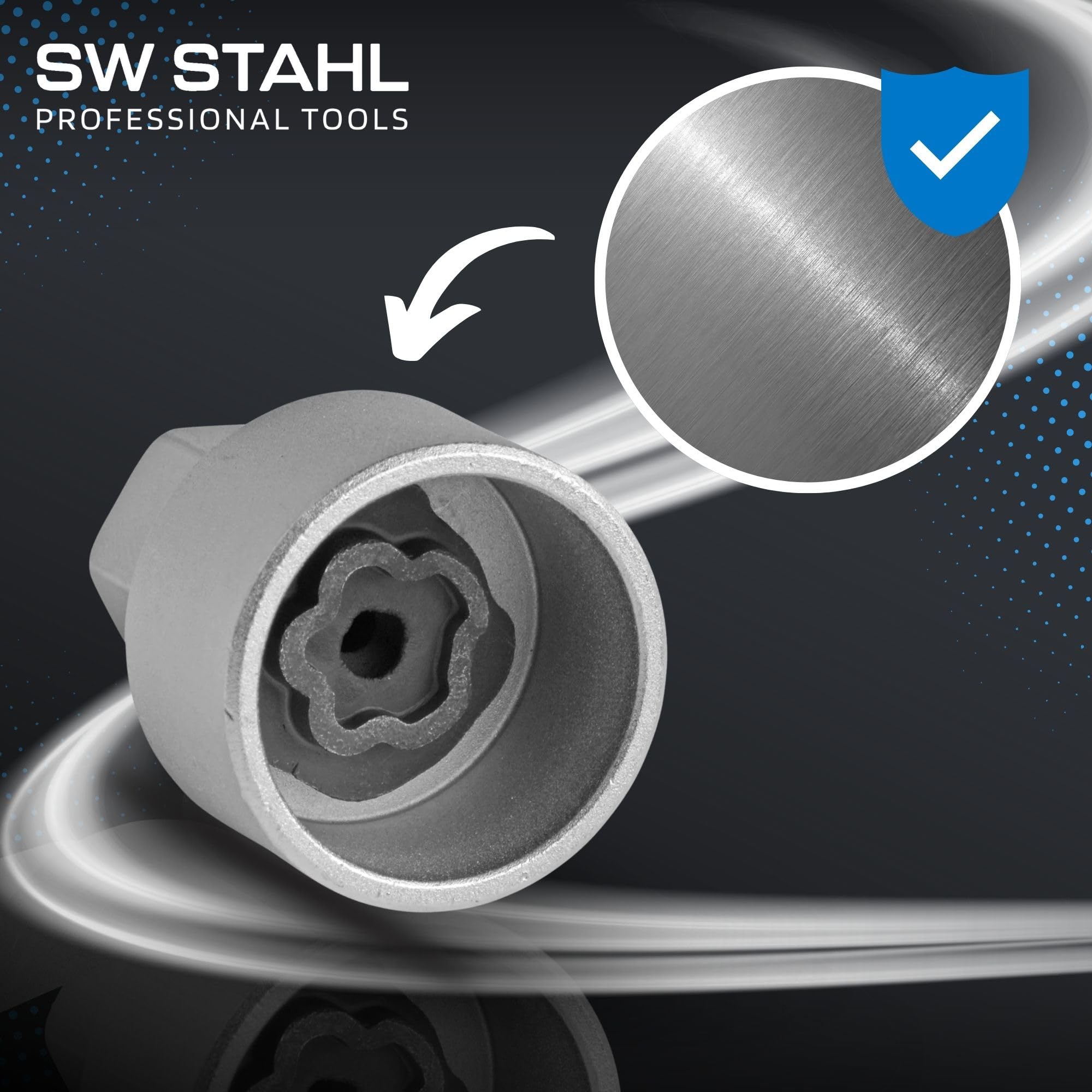 SW-Stahl 02384L-3 Felgenschloss Adapter 43 für BMW - Radsicherung Schlüssel | Felgenschloss-Lösewerkzeug zur Demontage für BMW ab 2012, Radschraubenschlüssel aus Chrom-Vanadium-Stahl, Sechskant Profil