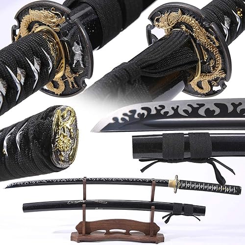 Espada Katana real afilada las espadas samuráis japonesas son un regalo único para hombres. La hoja de espada de acero de alto carbono de espiga
