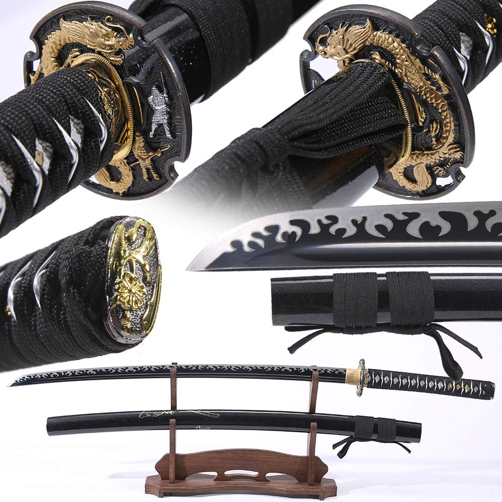 Real Katana Sword Sharp - Japanese Samurai Swords are a Unique Gift for Men - Full Tang High Carbon Steel Sword Blade Makes a Memorable for Martial Arts Enthusiasts or Sword Collectors