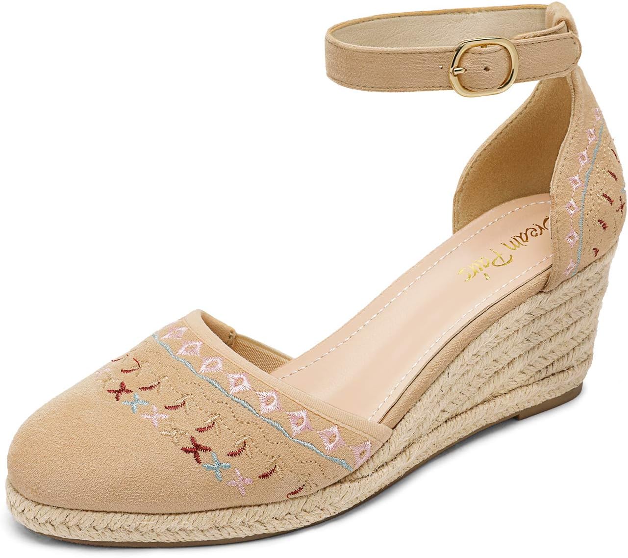 DREAM PAIRS Women's Espadrilles Closed Toe Ankle Strap Dressy Platform Wedge Sandals