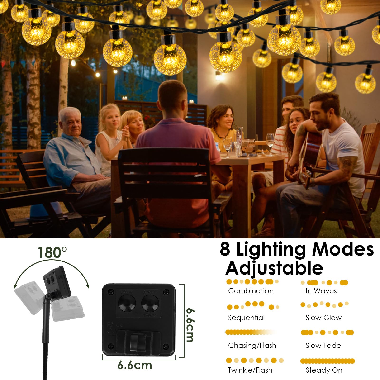Solar Garden Lights Outdoor,30 LED 8M/26Ft Solar String Lights Outside Waterproof - Image 4