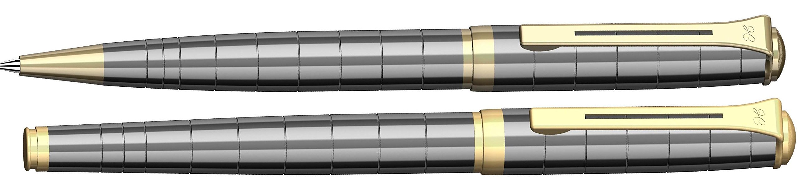 Henry Coleman Aspire Platinum Roller Pen + Ball Pen Combo Set of 2 with German Technology from Umgeben Collection | Metal Design | Luxury Gifts Box for Men and Women