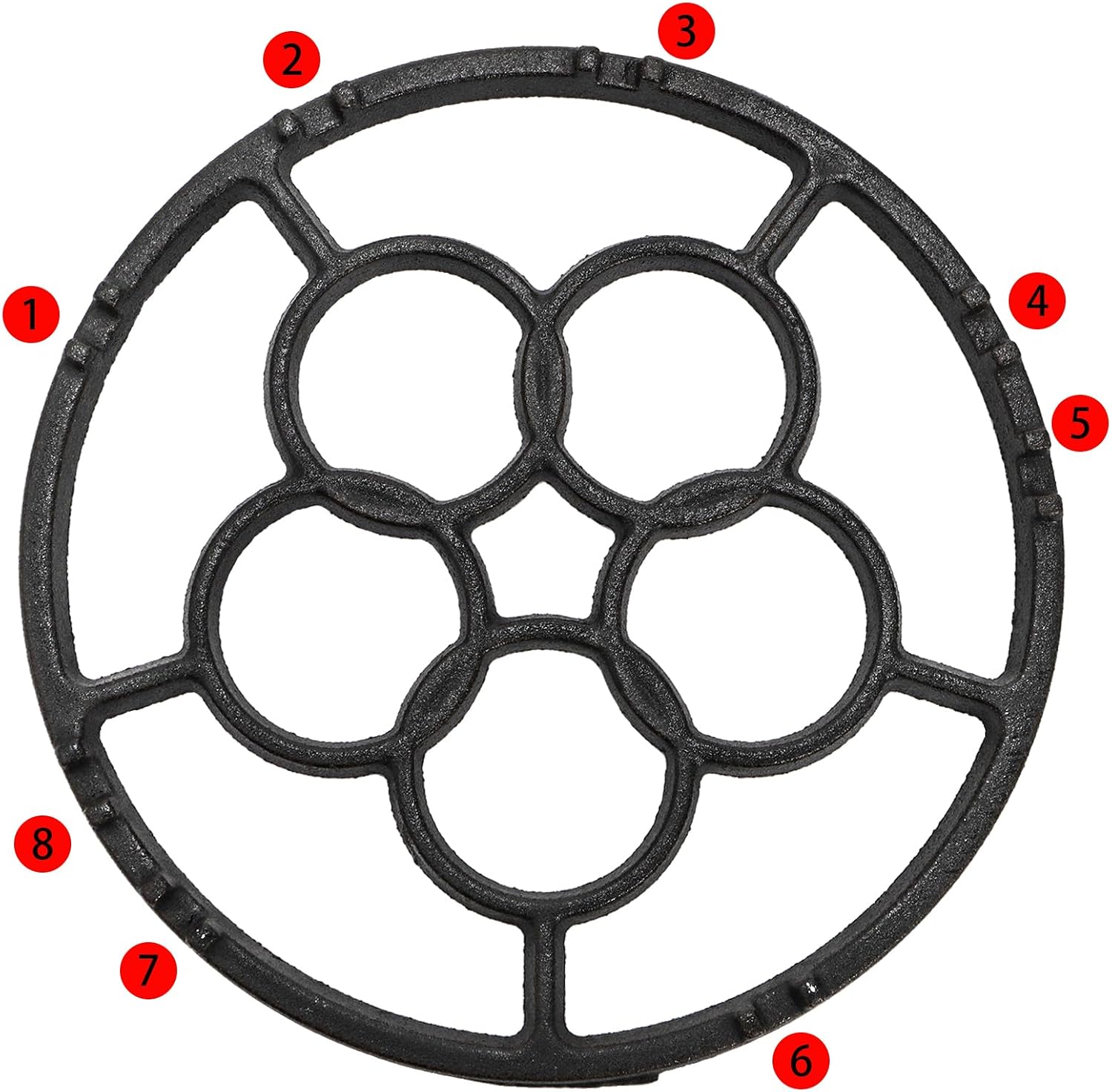 WUWEOT 2 Pack Cast Iron Wok Support Ring, 7.28 Inch Non Slip Gas Hob Ring Reducer, Metal Stovetop Stand Trivets Extender for Moka Pot Coffee Pot Small Saucepan