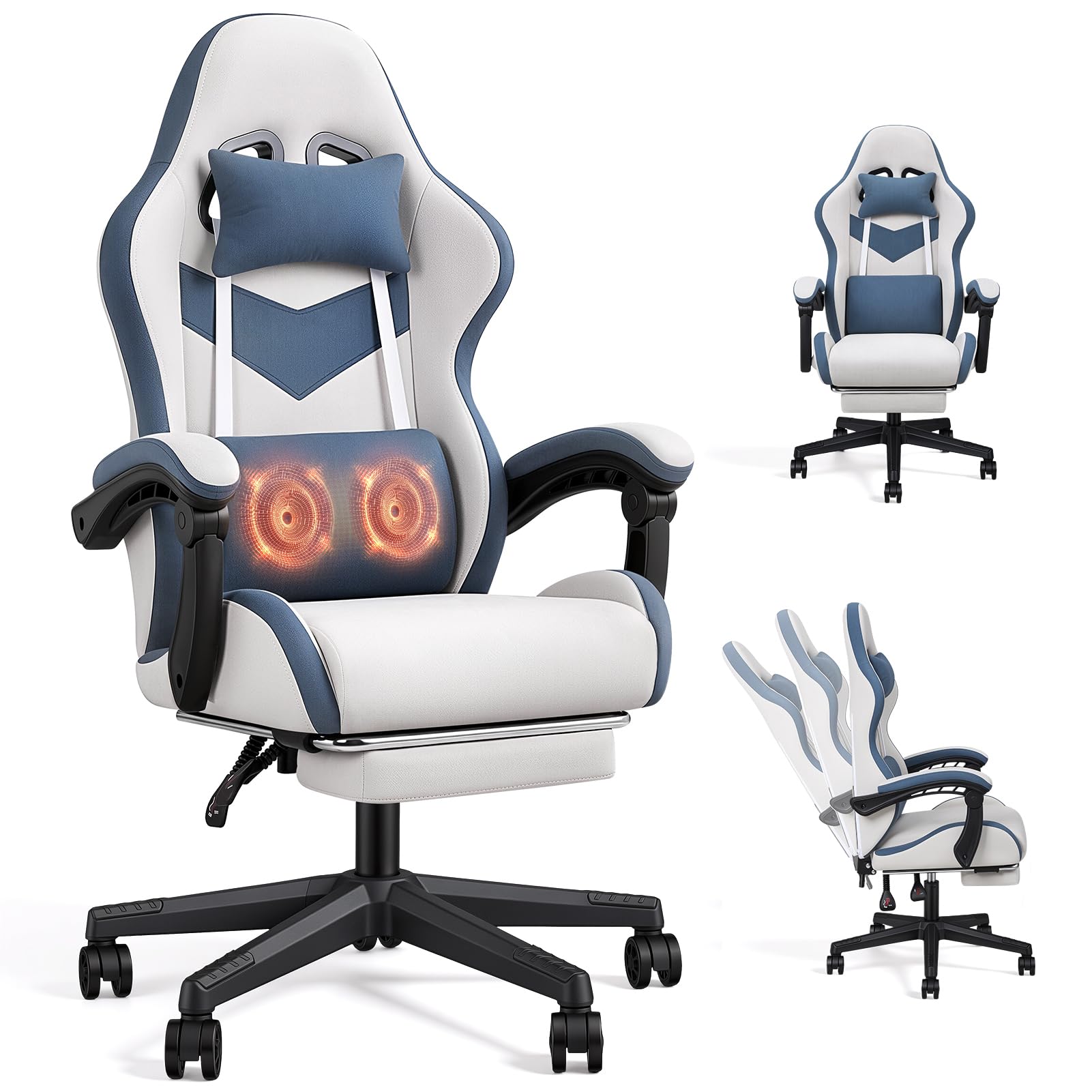 Warmiehomy Gaming Chair, Ergonomic Fabric Gaming Chair for Adults, Grey