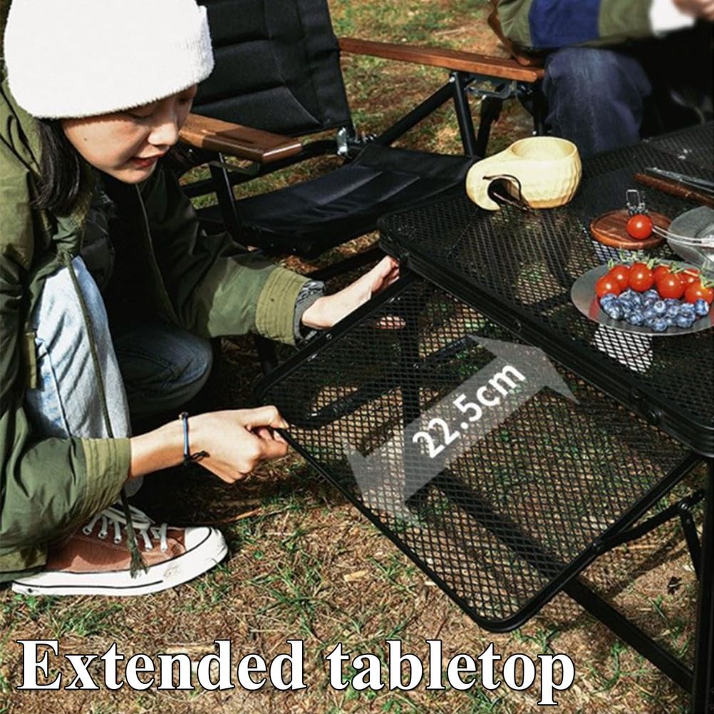 Przenośny aluminiowy grill stolik pomocniczy składany metalowy stół kempingowy z uchwytem do grilla na zewnątrz ogród patio RV 90 cm / 35,4 cala - idealny na imprezy i targi