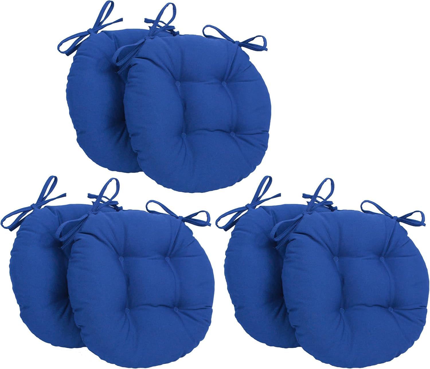 Blazing Needles 16-inch Round Tufted Twill Chair Cushion, 16 x 16, Royal Blue 6 Count
