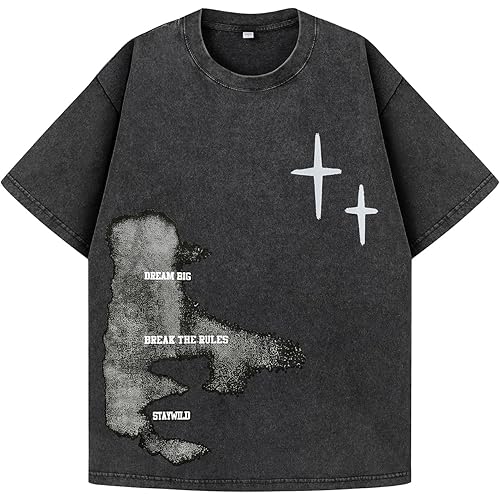 Men's Graphic Tees Y2K Vintage Streetwear Baggy Shirts Cool Round Nect T Shirts