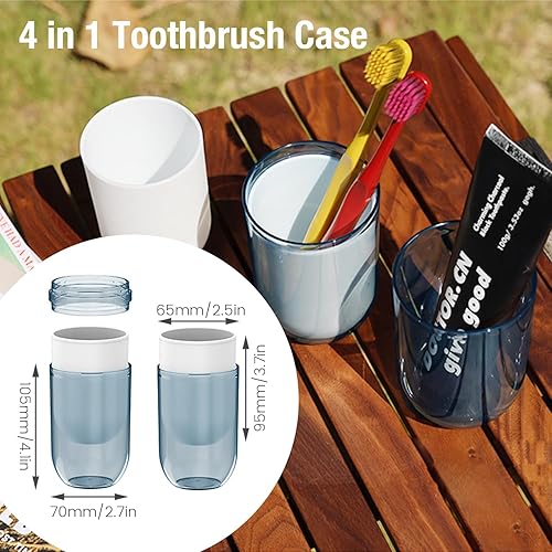 Miniatura 5 de Soporte para cepillo de dientes de viaje, vaso multifuncional para cepillos de dientes, estuche portátil 4 en 1, kit de cepillo de dientes de viaje