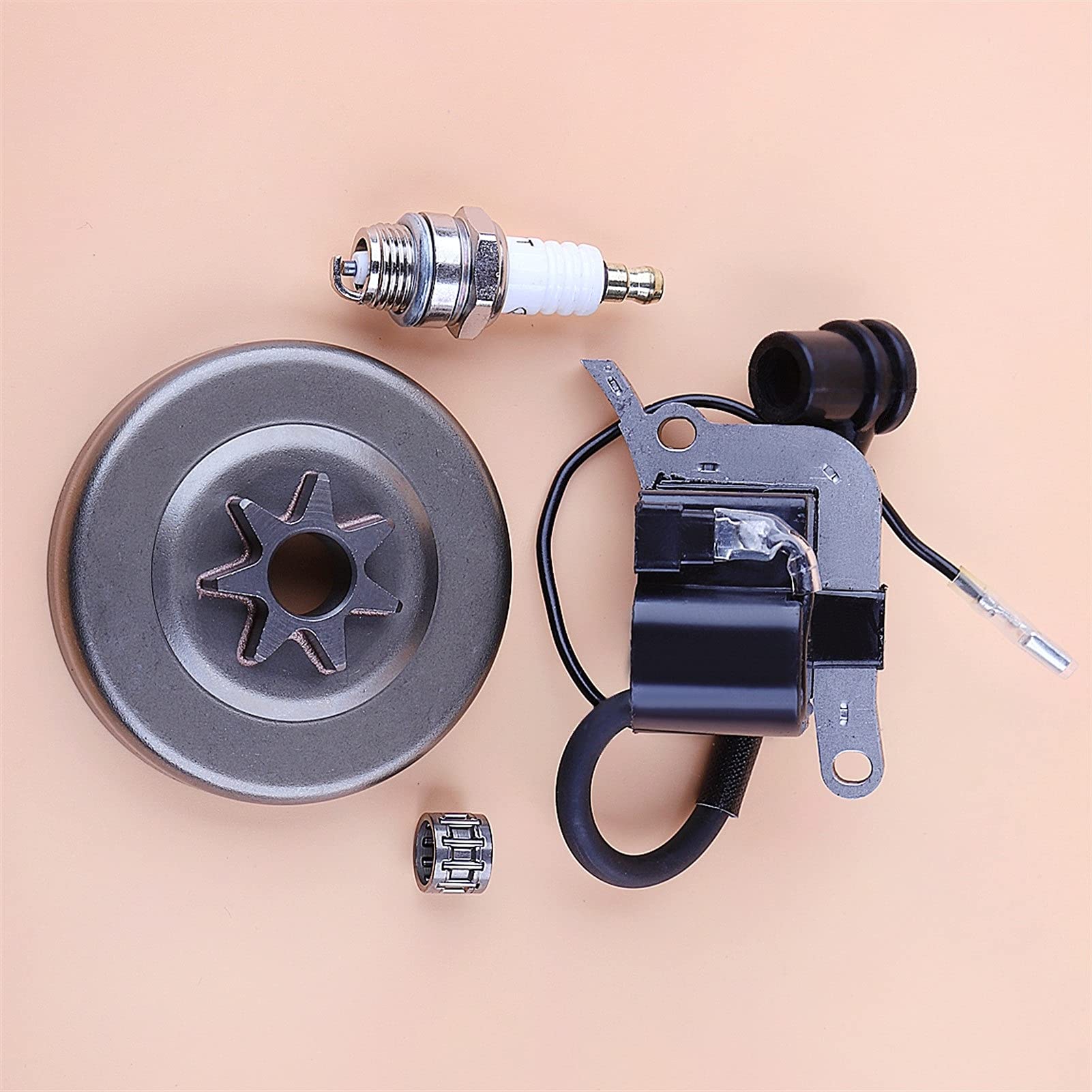 Kit de Bobina Encendido Tambor piñón Embrague, bujía Motosierra, cojinete Agujas, for Echo, CS3700 CS4200 Reemplazo del Tambor de Embrague de Motosierra