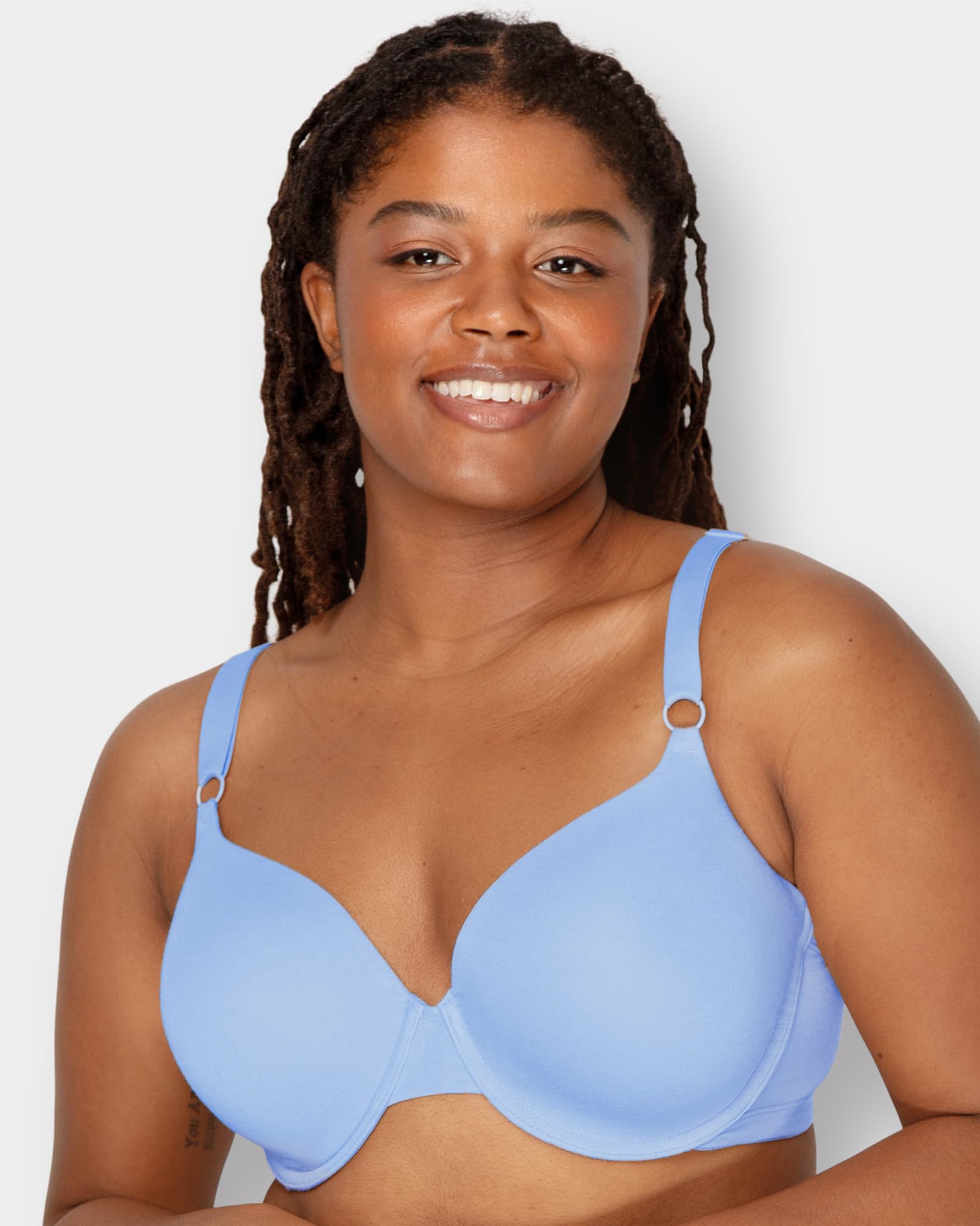 Fruit of The Loom Womens Smooth Cotton T-Shirt Bra - Ultra-Soft, Flexible, and Invisible Under Tees: 36D Deja Blue/Skipper Blue/Grey Heather