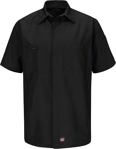 Red Kap - Camisa de Manga Corta Ripstop (antidesgarro) para Hombre, Negro -, Sma