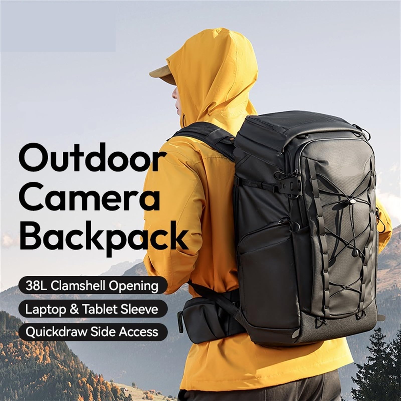 Borsa esterna dello zaino 38L della macchina fotografica per la spalla di viaggio di fotografia dell'obiettivo della macchina