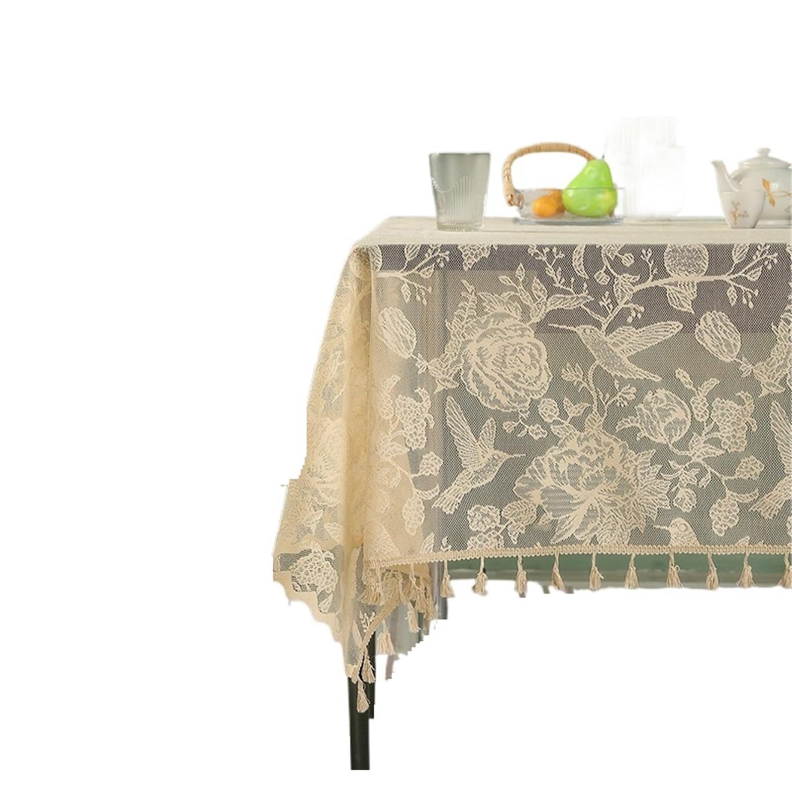 WDSBZNB Lace Tablecloth Lace Rectangular Tablecloth Simple Tassel Table Decoration And Accessories Household Home Cloths(140x220cm-55x86in)