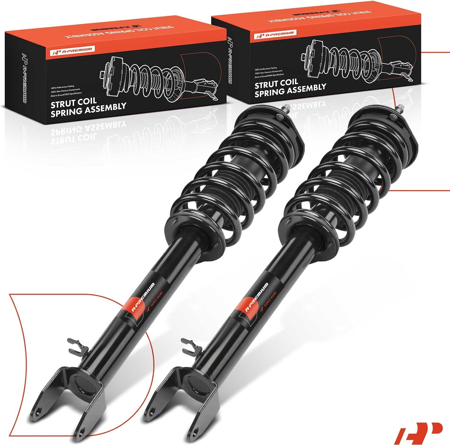 A-Premium Front Complete Struts Compatible with Tesla Model S [RWD] 2012-2016 - 2x Replacement Shock Absorber with Coil Spring Assembly