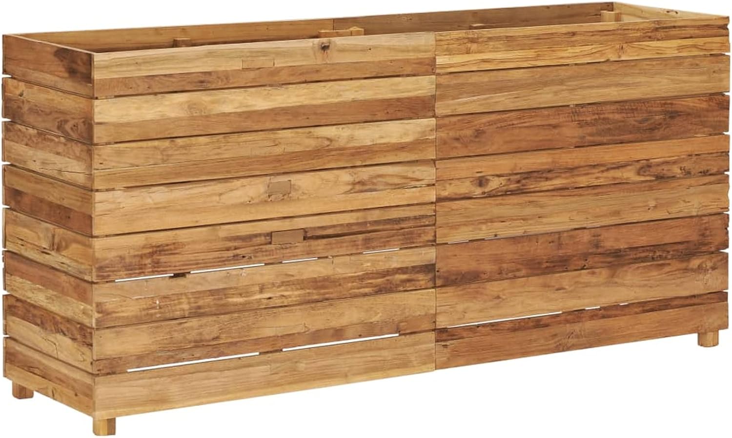 Raised Bed 150 x 40 x 72 cm Solid Wood Teak and Steel Balcony Planter Raised Garden Beds