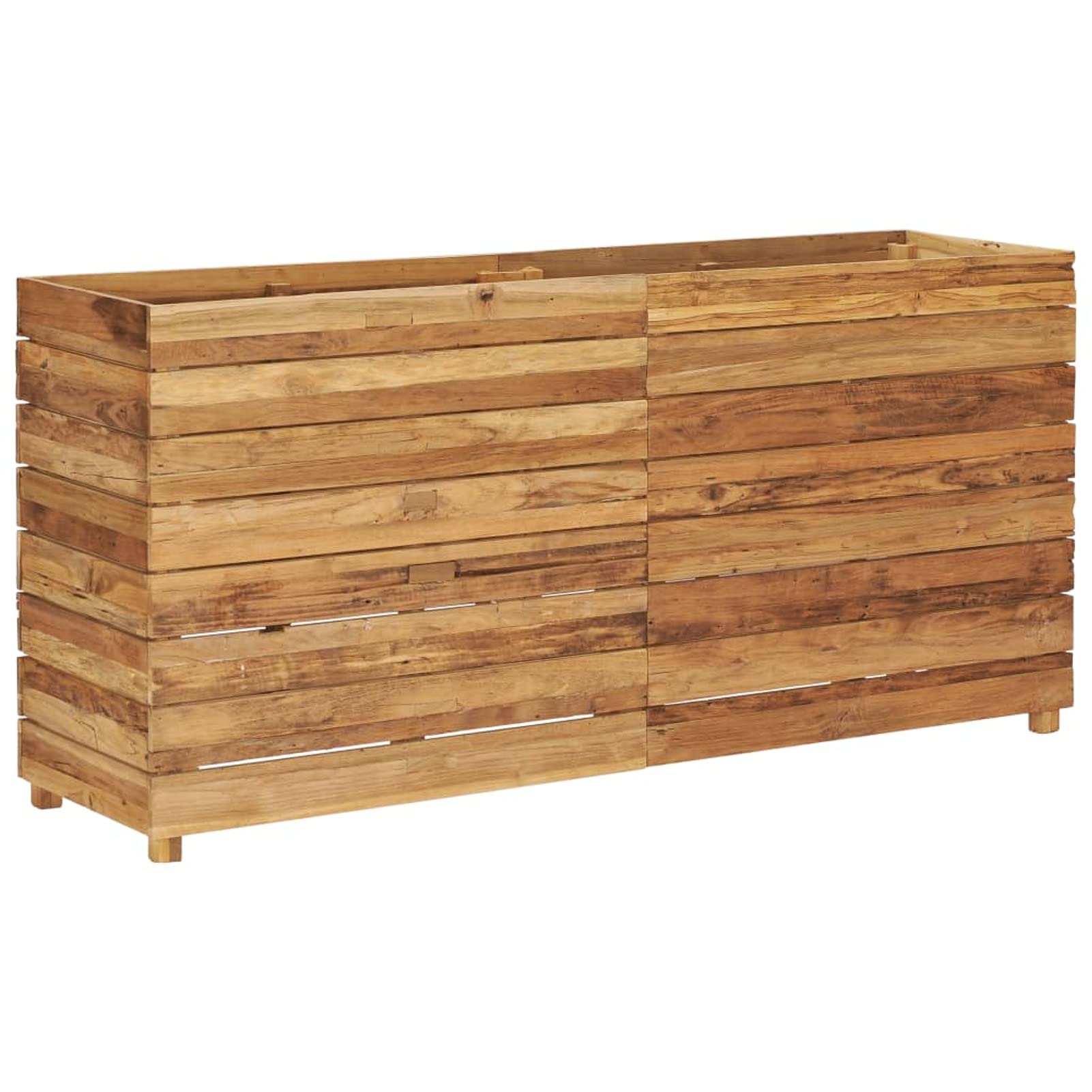 ShCuShan Raised Bed 150 x 40 x 72 cm Solid Wood Teak and Steel Balcony Planter Raised Garden Beds