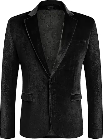 COOFANDY Men's Velvet Blazer Notched Lapel Velour Suit Jacket for Wedding Prom Party Dinner
