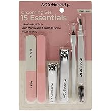 MCoBeauty Grooming Essentials Set - Salon Quality Grooming at Home or on the Go - Quick and Easy Nail and Eyebrow Care - Stainless Steel - Durable and Easy to Clean - 15 Pieces Nail Tool Kit