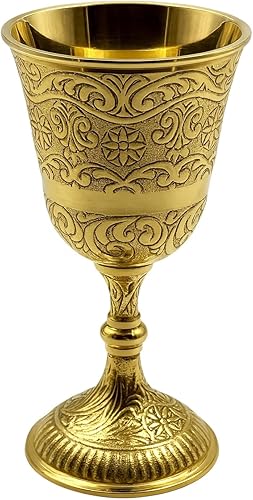 Miniatura 11 de Latón vintage, copa de vino real, 1 pieza, regalo medieval renacentista, copa de cáliz vintage, vasos de chupito de latón resistentes seguros para
