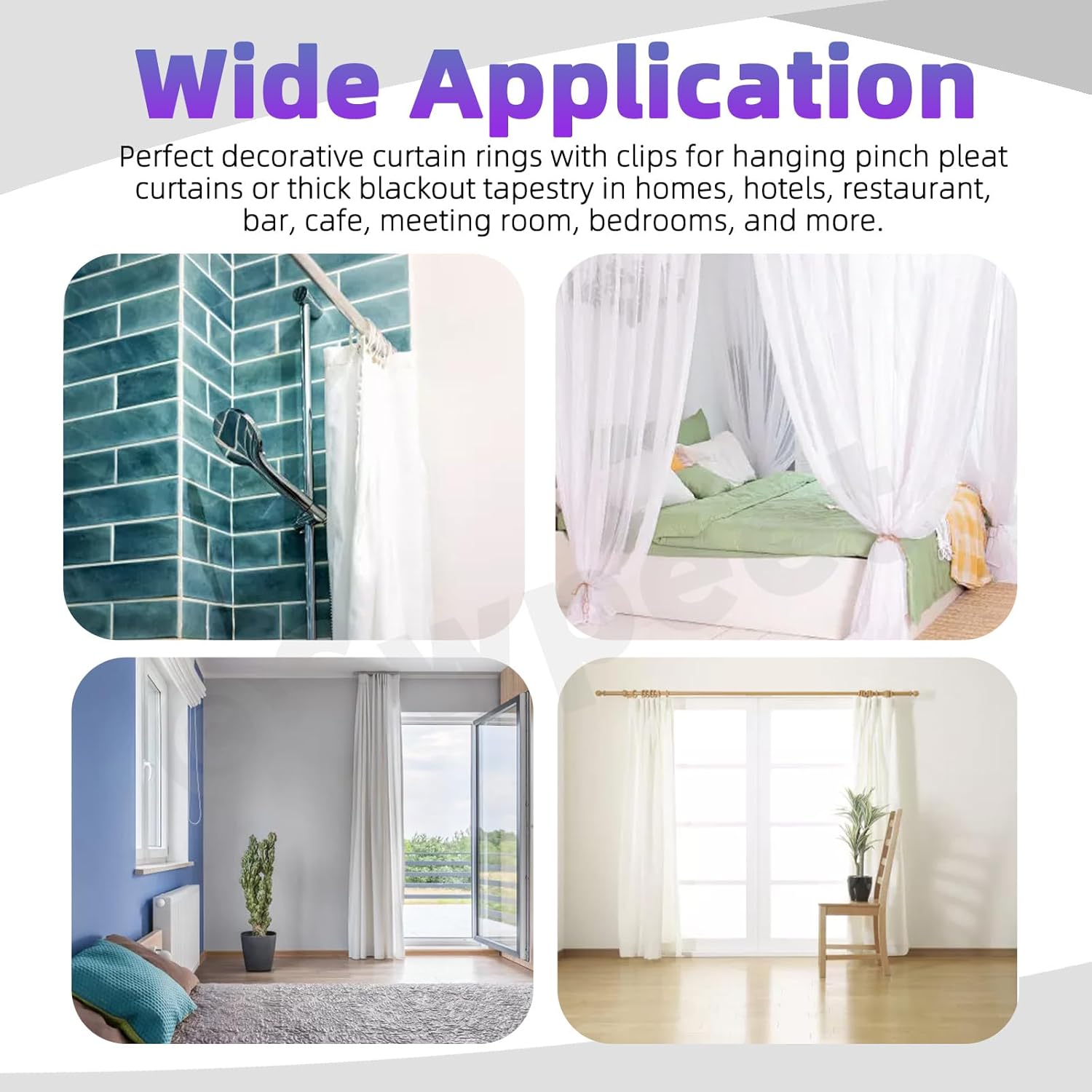 Swpeet 84 Pieces 30mm Bronze Metal Curtain Rings Set with Plastic Curtain Hook Sliding Grommet Ring Clip Rings for Bar Hotel Bar Bedroom