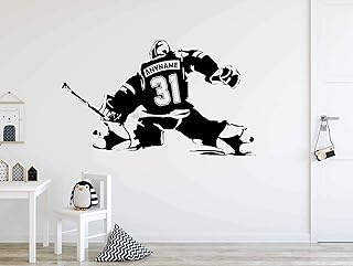 Hockey Goalie Vinyl Decal, Personalized Ice Hockey Goaltender, Custom name, jersey numbers, Man Cave, Bedroom decor, playroom, Custom hockey Goalie wall sticker best seller gift