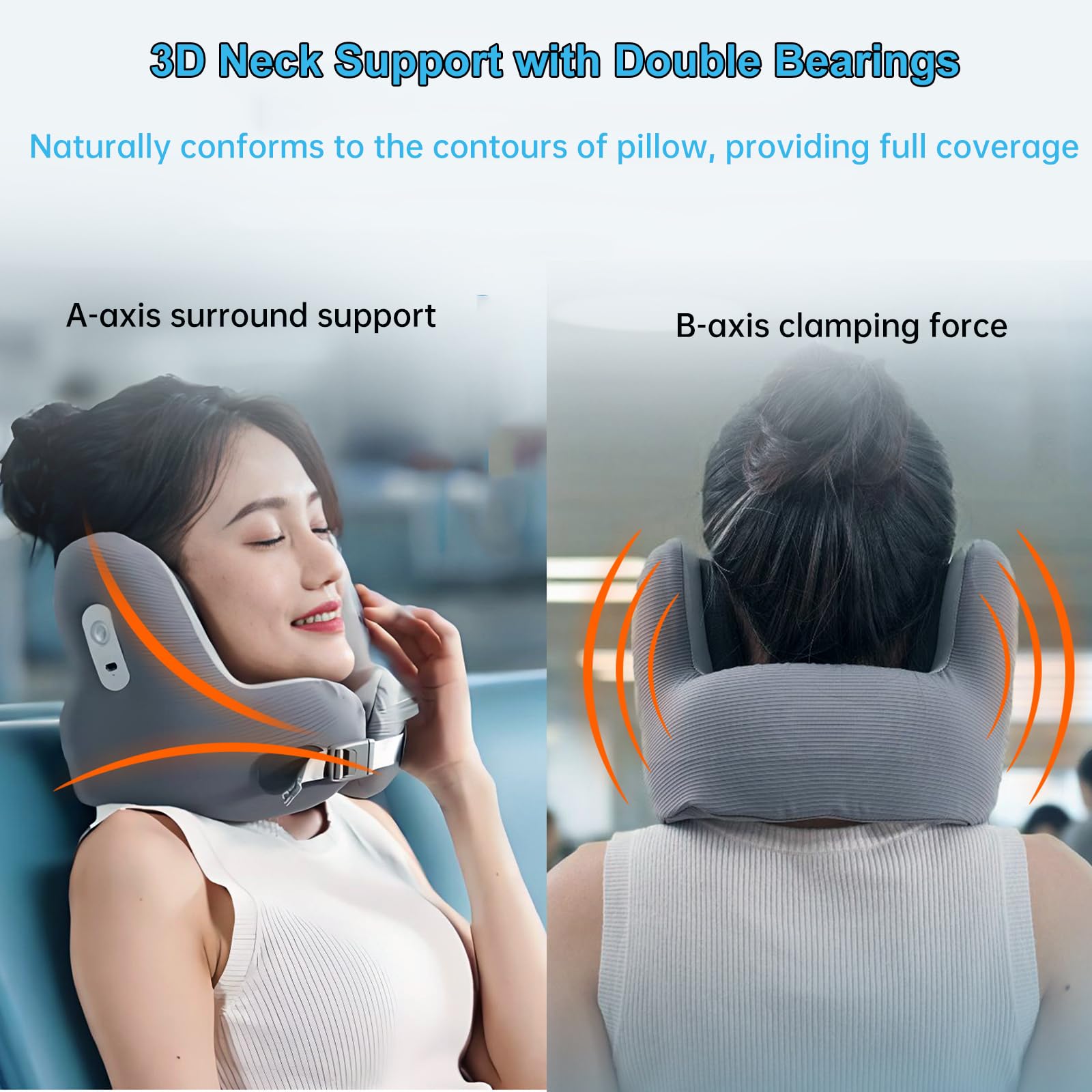 Reise-Nackenkissen, Bluetooth-Musikwiedergabe, ergonomisches Design, Memory-Schaum mit Rauschunterdrückung, natürliche Kopf- und Nackenstütze für Zuhause und Reisen