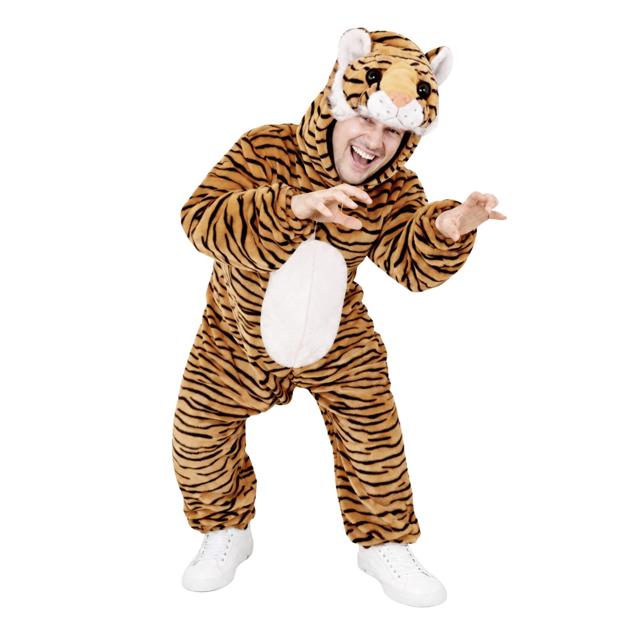 Ikumaal Tiger-Kostüm, F14 XL, für Erwachsen-e Männer Frau-en, Wild-Katze Kostüm-e Fasching Karneval Fasnacht Faschingskostüm-e Karnevalskostüm-e