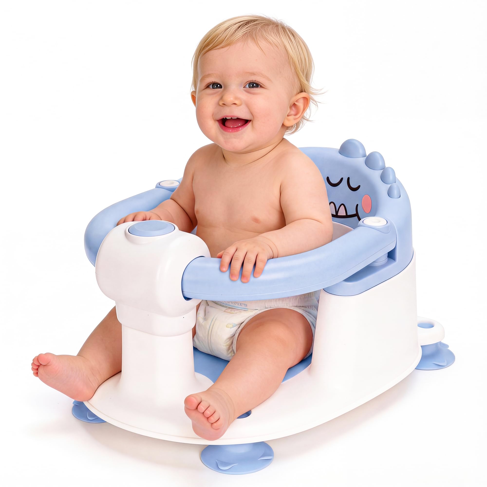 EAQ Baby Bath Seat for Babies 6 Months+, Sit-Up Infant Bath Support with Non-Slip Base and Suction Cups, Toddler Bath Bathing Seat (Blue) — image 1