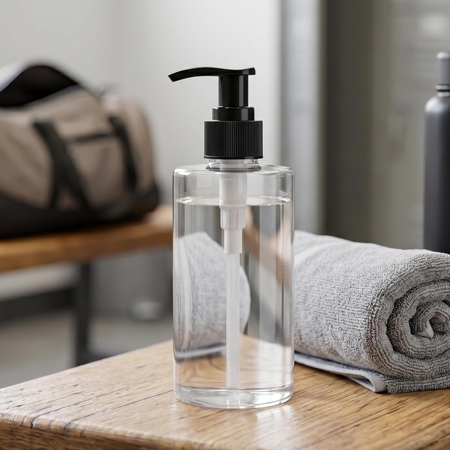 SEUNMUK 10oz Plastic Pump Bottle Dispenser, Refillable Travel Bottles with Pump, Pack of 30, Clear Empty Plastic Bottle for Lotion, Creams, Hand Soap, Body Wash