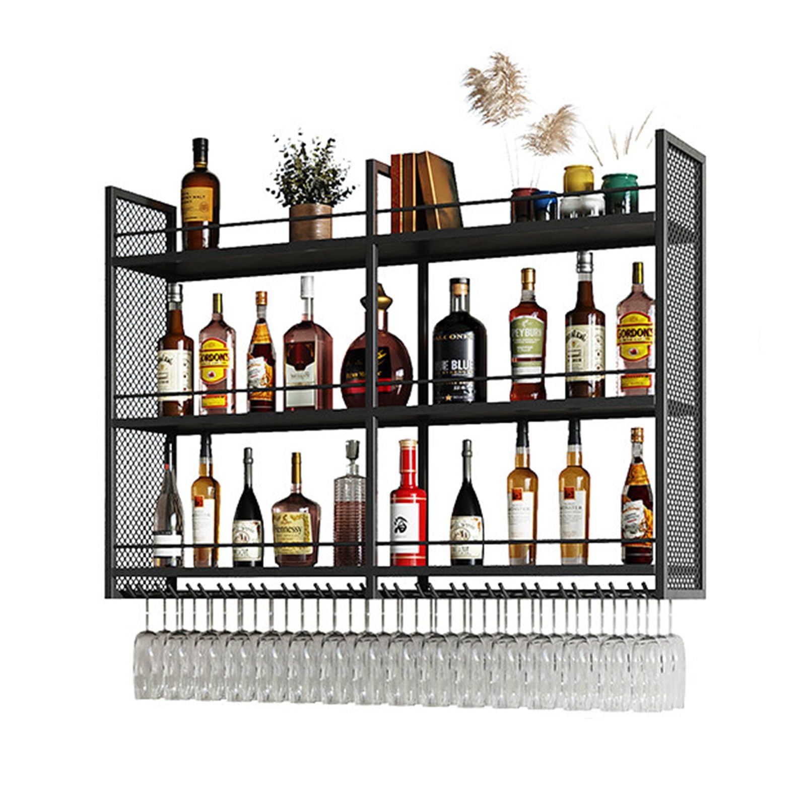 YXLLGS Wall Mounted Wine Rack, 3-Tier Liquor Bottle Display Shelf