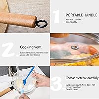 Vista 3 de 2 Pack Glass Saucepan Set, 60oz/1.8L Clear Glass, Heat-resistant Simmer Pot for Pasta, Soup, Milk, Cookware with Lid and Long Handle