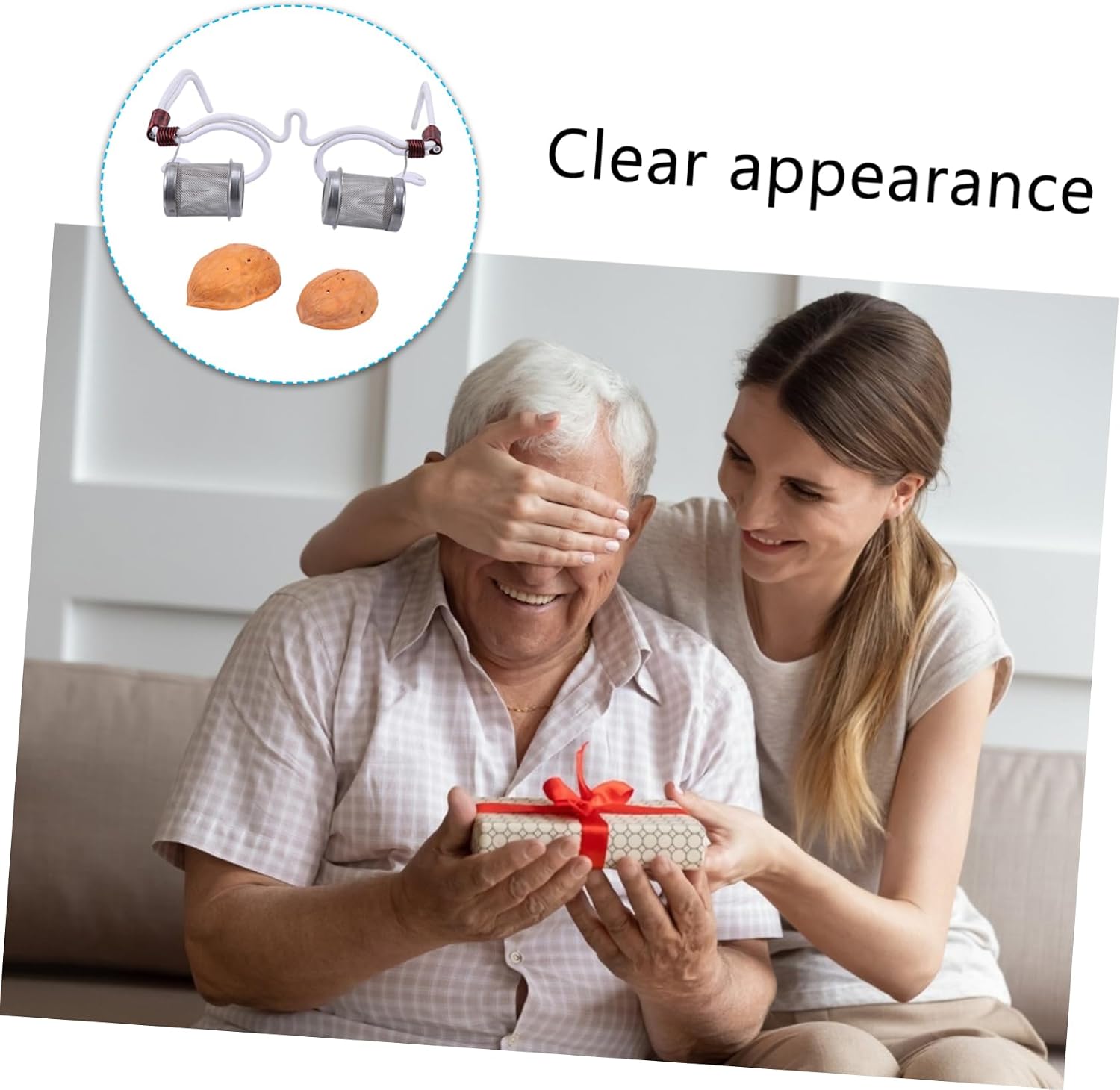 SMASOLO 1Pc Eye Moxa Massager Ergonomic Spectacle Frames for Smokeless Moxibustion Portable Walnut Design for Acupuncture Relief Anytime for Home Use and Gifting